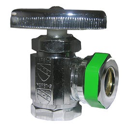 Angle Stop Valve, Chrome, 1/2-In. Female Pipe Thread Inlet x 7/16-In. Or 1/2-In. O.D. Slip Joint Outlet