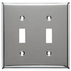 Steel Wall Plate, 2-Gang, 2-Toggle Opening, Chrome