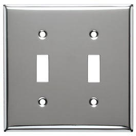 Steel Wall Plate, 2-Gang, 2-Toggle Opening, Chrome
