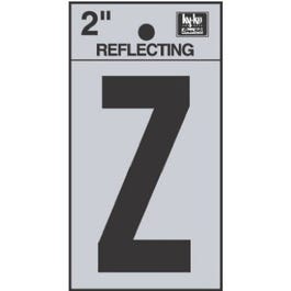 Address Letters, Z, Reflective Black/Silver Vinyl, Adhesive, 2-In.