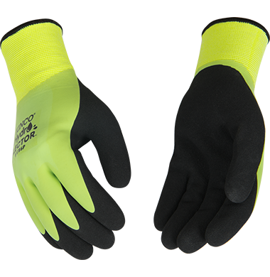 Kinco HYDROFLECTOR™ WATERPROOF HI-VIS GREEN LINED THERMAL KNIT SHELL & DOUBLE-COATED LATEX