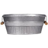 Basin Planter, Galvanized Metal, White Wash, 14-In.