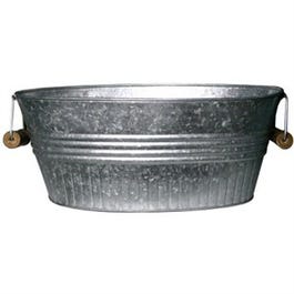 Basin Planter, Galvanized Metal, 14-In.