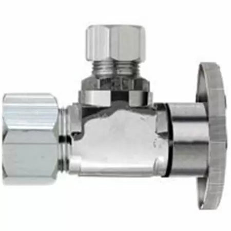 Plumb Pak 1/4 Turn Angle Shut-Off Valve, 5/8 X 3/8 in, OD X OD, Brass Chrome