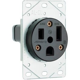 Power Outlet, Flush-Mount, Black, 250-Volt, 50-Amp