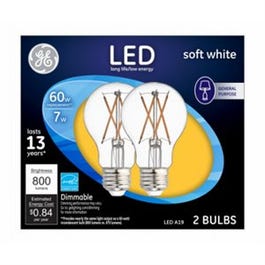 LED Light Bulbs, Soft White Clear, 7-Watts, 800 Lumens, 2-Pk.