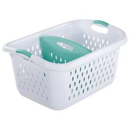 Laundry Basket, Divided, White, 2.2-Bushel