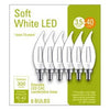 LED Deco Light Bulb, Soft White,  Candelabra Base, 4-Watts, 6-Pk.