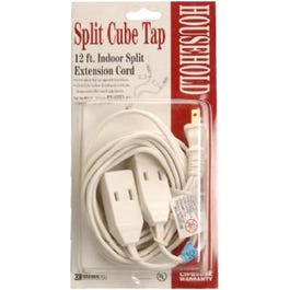 12-Ft. 16/2 SPT-2 White Split Cube Tap Extension Cord