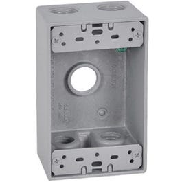 Gray Weatherproof 1-Gang Rectangular Outlet Box, Five 1/2-In. Holes