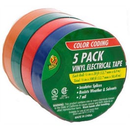 Assorted Vinyl Electrical Tape, 20-Ft. Rolls, 5-Pk.