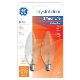 Ceiling Fan Light Bulb, 40-Watts, 120-Volt, 2-Pk.