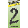 Address Numbers, 2, Black Plastic, Nail-In, 4-In.