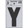 Address Letters, Y, Reflective Black/Silver Vinyl, Adhesive, 3-In.