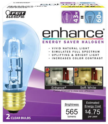 BULB 72W CLR A19 ENHANCE 2/PK