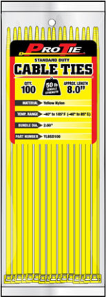 CABLE TIES 8 YELLOW SD 100/PK