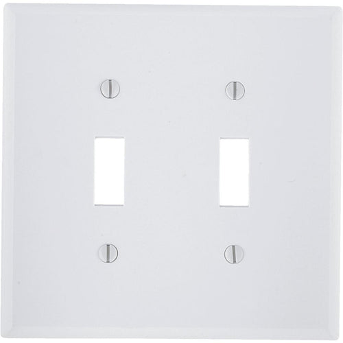 Leviton 2-Gang Plastic Oversized Toggle Switch Wall Plate, White