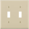 Leviton 2-Gang Thermoplastic Nylon Toggle Switch Wall Plate, Light Almond