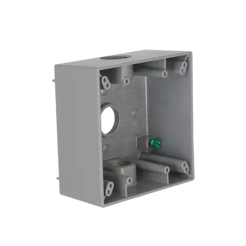 Hubbell Bell 2-Gang Weatherproof Box Three 3/4 in. Threaded Outlets Gray