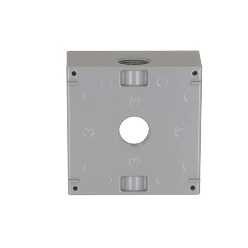 Hubbell Bell 2-Gang Weatherproof Box Three 3/4 in. Threaded Outlets Gray