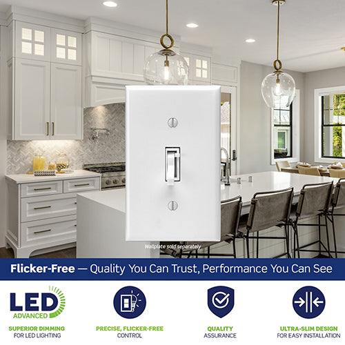 Leviton Toggle Slide Dimmer Switch for Dimmable LED, CFL, and Incandescent Lighting