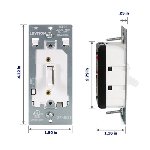 Leviton Toggle Slide Dimmer Switch for Dimmable LED, CFL, and Incandescent Lighting