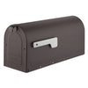 Modern Day Mailbox With Silver Flag, Post-Mount, Rubbed Bronze