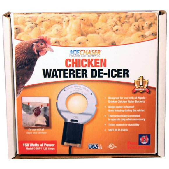 FARM INNOVATORS CHICKEN WATERER DEICER FOR NIPPLE-STYLE DRINKERS (SILVER)